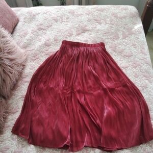 Elegant Red Pleated Skirt